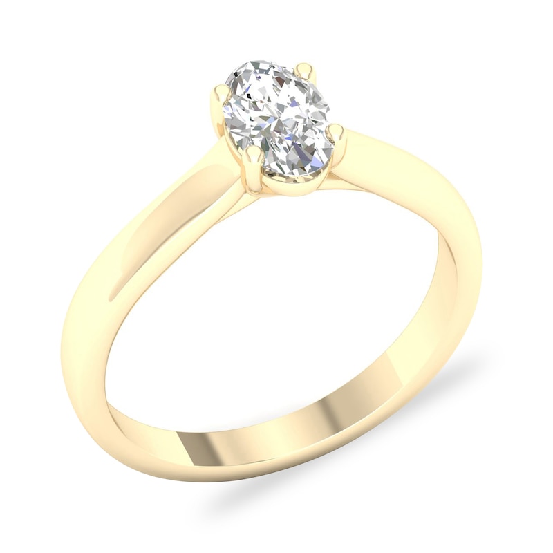 Main Image 4 of Diamond Solitaire Ring 3/4 ct tw Oval-cut 14K Yellow Gold (SI2/I)