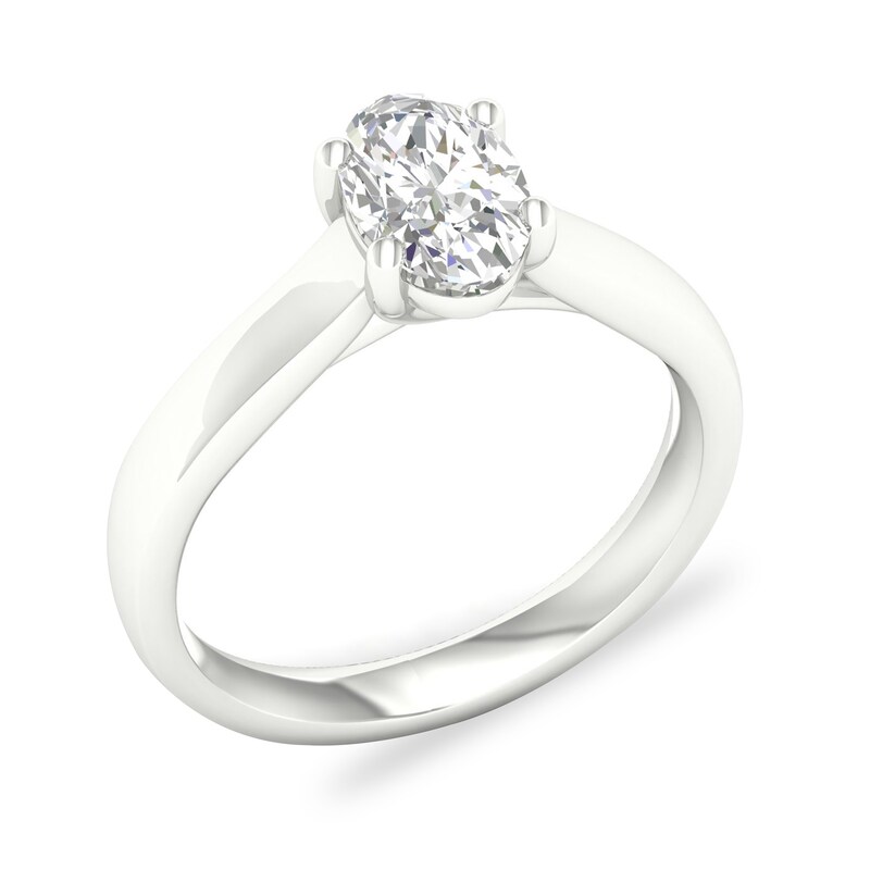 Main Image 4 of Diamond Solitaire Ring 1 ct tw Oval-cut 14K White Gold (SI2/I)