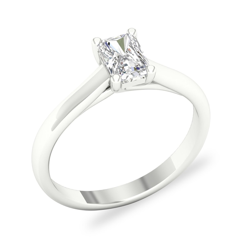 Main Image 4 of Diamond Solitaire Ring 3/4 ct tw Emerald-cut 14K White Gold (SI2/I)
