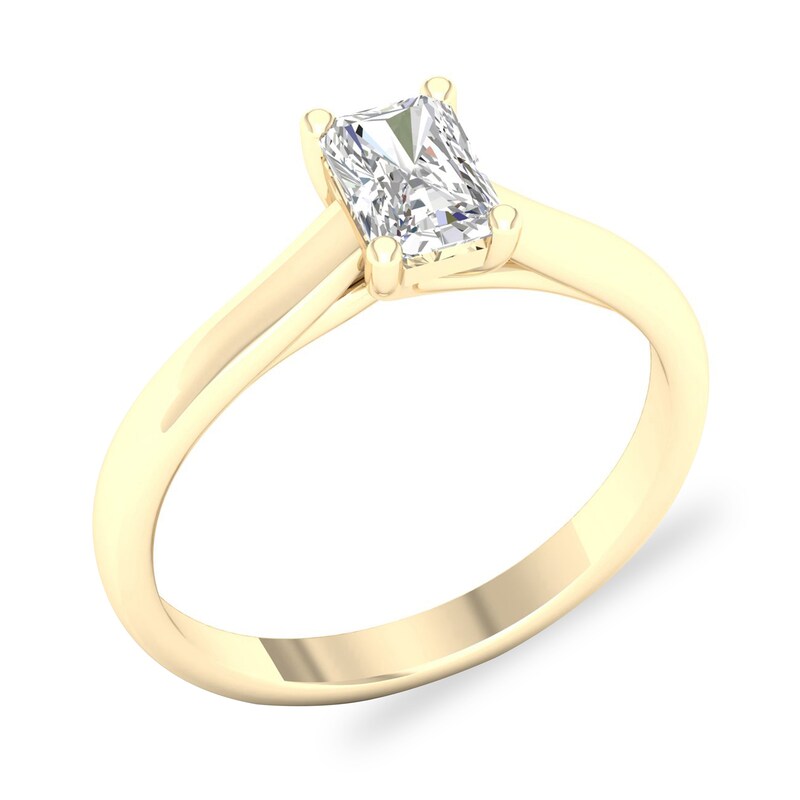 Main Image 3 of Diamond Solitaire Ring 3/4 ct tw Emerald-cut 14K Yellow Gold (SI2/I)