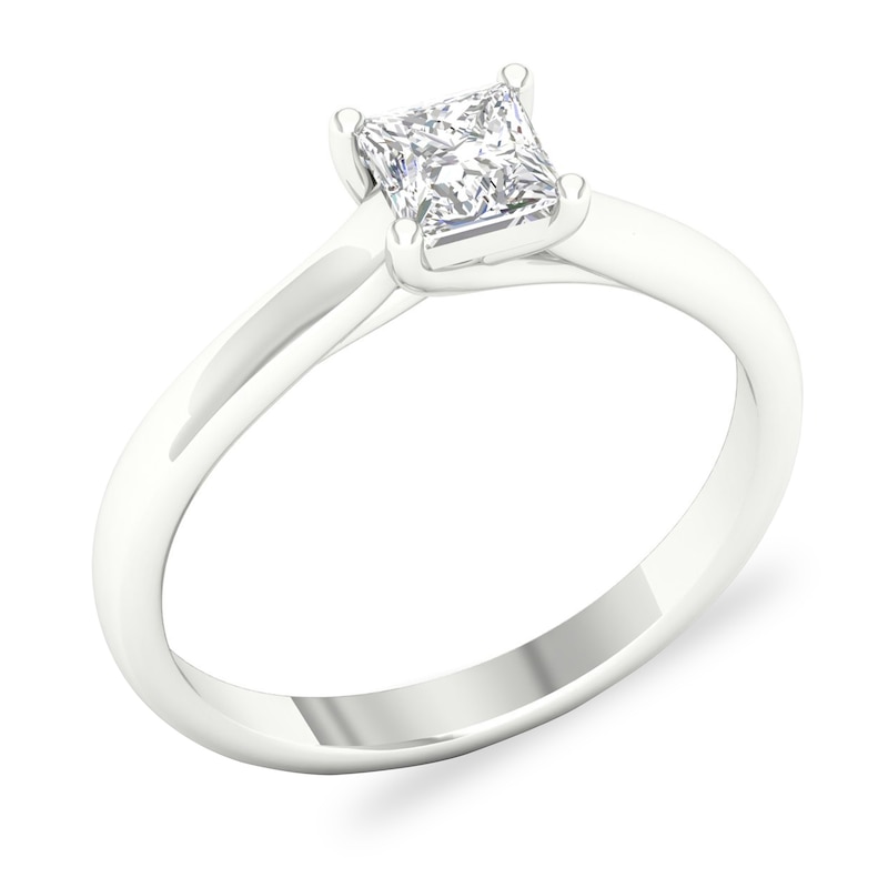 Main Image 4 of Diamond Solitaire Ring 3/4 ct tw Princess-cut 14K White Gold (SI2/I)