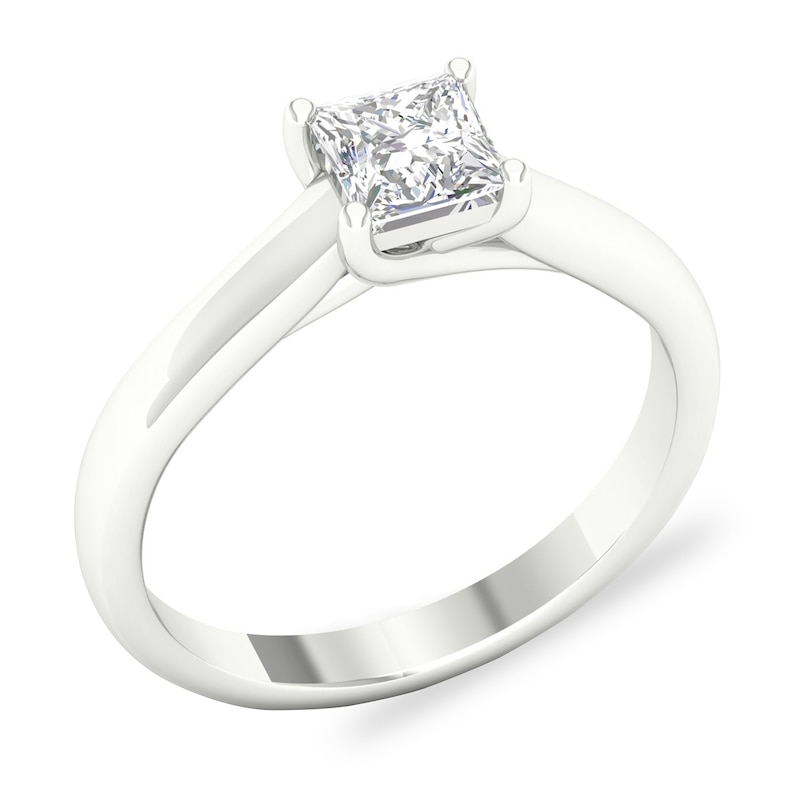 Main Image 4 of Diamond Solitaire Ring 1 ct tw Princess-cut 14K White Gold (SI2/I)