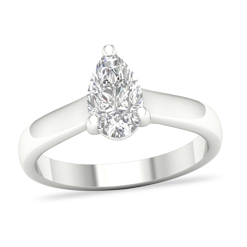Diamond Solitaire Ring 1 ct tw Pear-shaped 14K White Gold (SI2/I) with 360