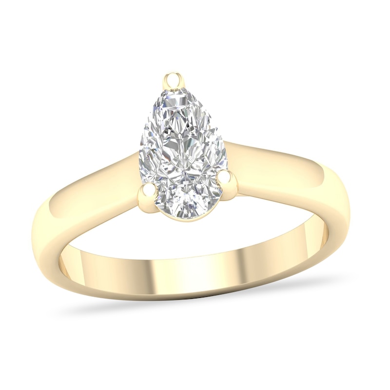 Diamond Solitaire Ring 1 ct tw Pear-shaped 14K Yellow Gold (SI2/I) with 360
