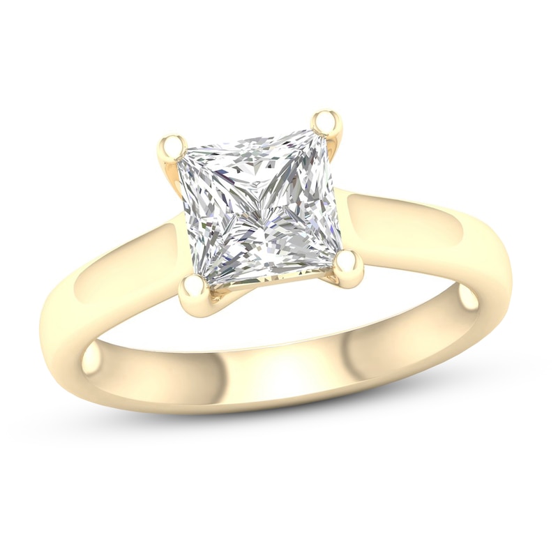 Diamond Solitaire Ring 2 ct tw Princess-cut 14K Yellow Gold (I1/I)