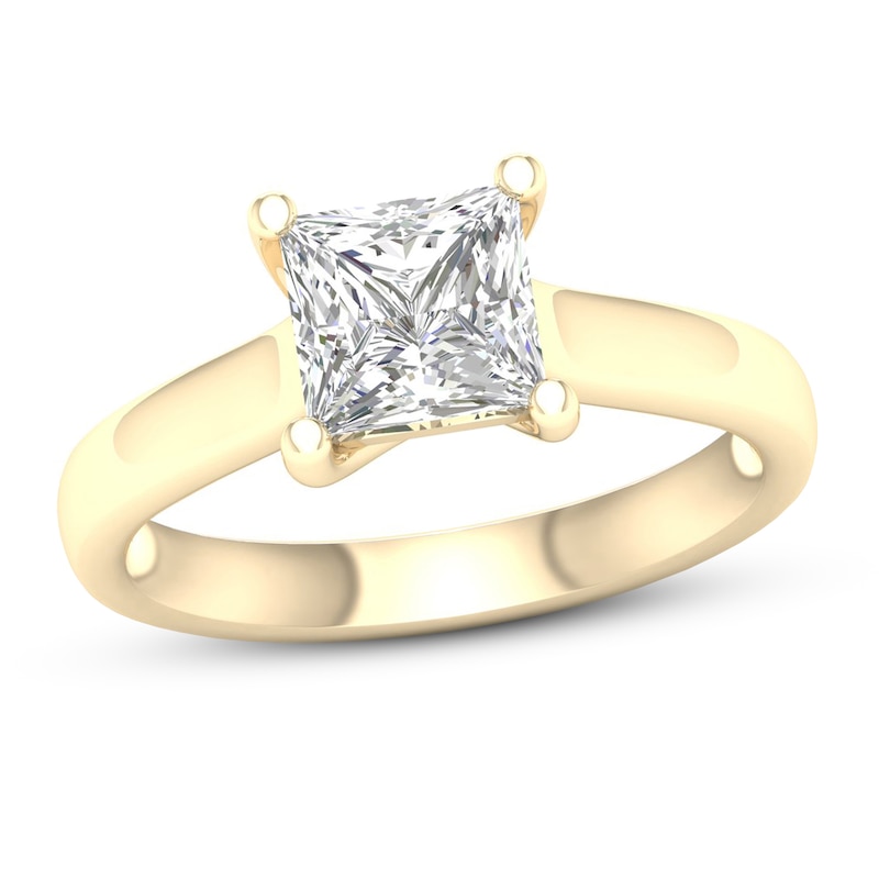 Main Image 1 of Diamond Solitaire Ring 2 ct tw Princess-cut 14K Yellow Gold (SI2/I)