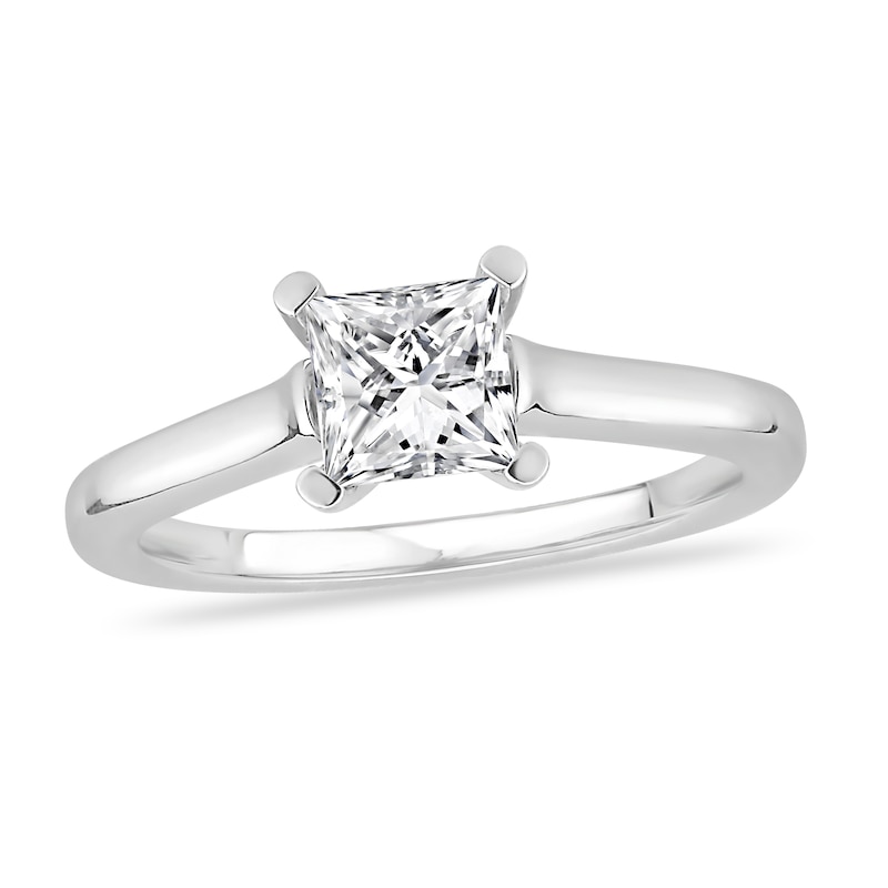 Main Image 1 of Diamond Solitaire Engagement Ring 1 ct tw Princess-cut 14K White Gold (I2/I)
