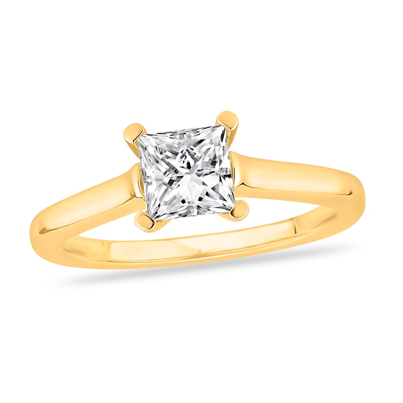 Diamond Solitaire Engagement Ring 1 ct tw Princess-cut 14K Yellow Gold (I2/I)
