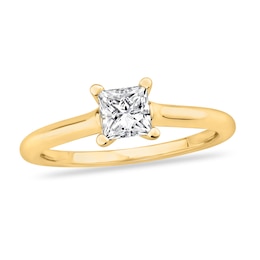 Diamond Solitaire Engagement Ring 7/8 ct tw Princess-cut 14K Yellow Gold (I2/I)
