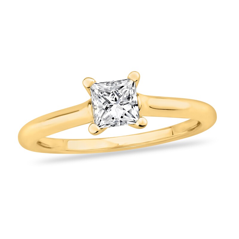 Diamond Solitaire Engagement Ring 7/8 ct tw Princess-cut 14K Yellow Gold (I2/I)
