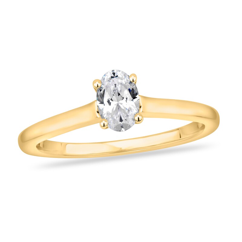 Diamond Solitaire Engagement Ring 1/2 ct tw Oval-cut 14K Yellow Gold (I2/I)