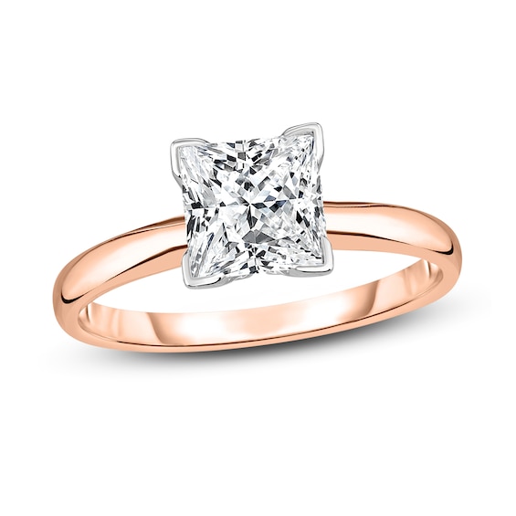 Diamond Solitaire Ring 1 ct tw Princess 14K Rose Gold (I1/I)