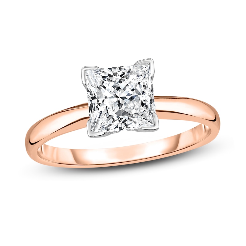 Main Image 1 of Diamond Solitaire Ring 1 ct tw Princess 14K Rose Gold (I1/I)