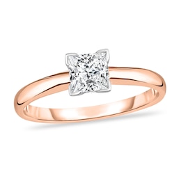 Diamond Solitaire Ring 1/3 ct tw Princess 14K Rose Gold (I1/I)