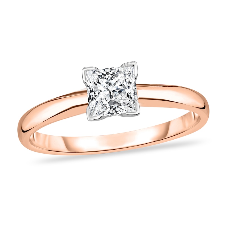 Main Image 1 of Diamond Solitaire Ring 1/3 ct tw Princess 14K Rose Gold (I1/I)