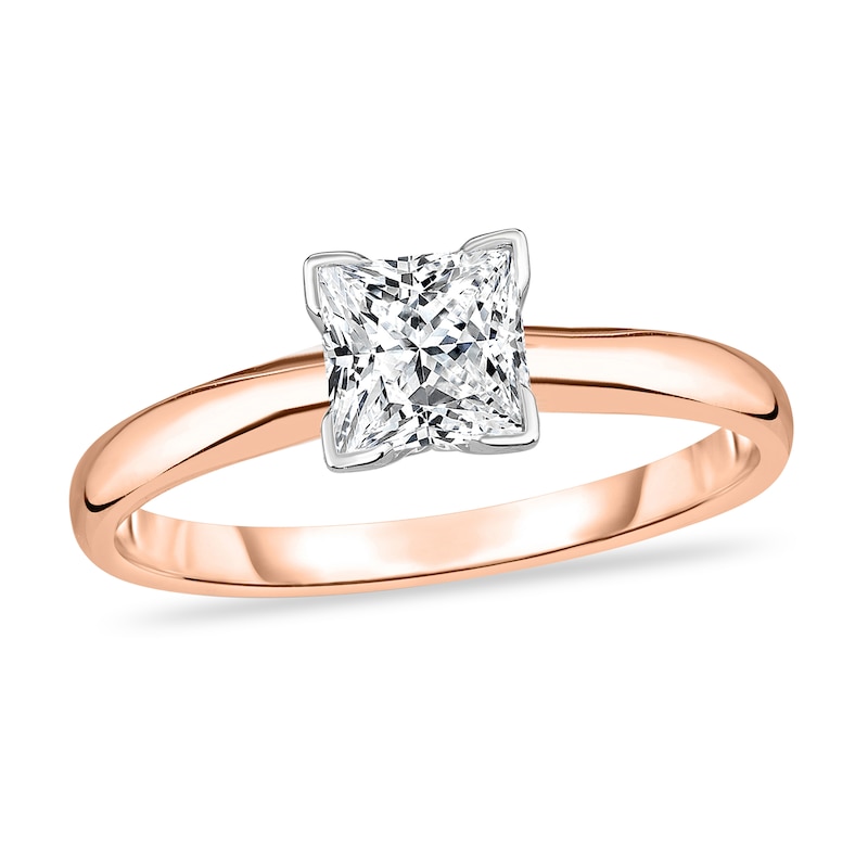 Main Image 1 of Diamond Solitaire Ring 1/2 ct tw Princess 14K Rose Gold (I1/I)
