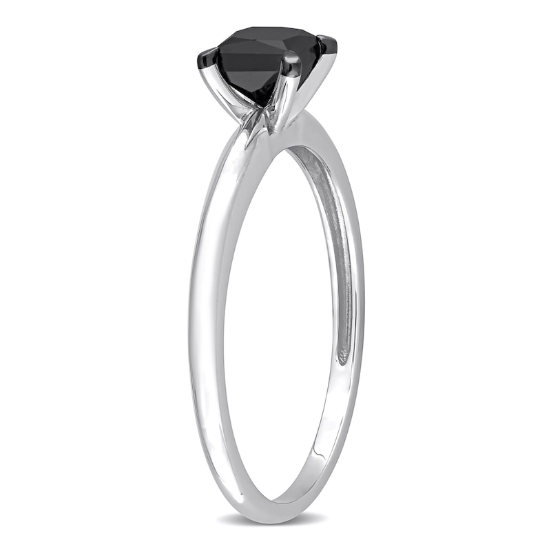 Main Image 2 of Black Diamond Solitaire Engagement Ring 3/4 ct tw Princess-cut 14K White Gold