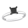 Thumbnail Image 1 of Black Diamond Solitaire Engagement Ring 1 ct tw Princess-cut 14K White Gold