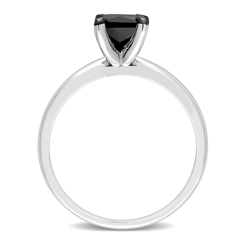Main Image 3 of Black Diamond Solitaire Engagement Ring 1 ct tw Princess-cut 14K White Gold