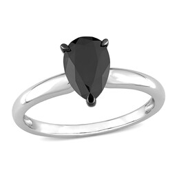 Black Diamond Solitaire Engagement Ring 1 ct tw Pear-shaped 14K White Gold