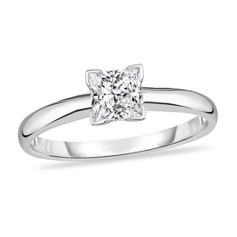 Diamond Solitaire Ring 1/3 ct tw Princess 14K White Gold (I1/I)