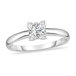 Diamond Solitaire Ring 3/8 ct tw Princess 14K White Gold (I1/I)