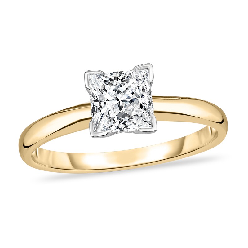 Main Image 1 of Diamond Solitaire Ring 3/4 ct tw Princess 14K Yellow Gold (I1/I)