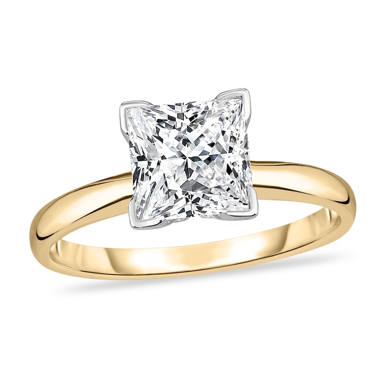 Main Image 1 of Diamond Solitaire Ring 1-1/3 ct tw Princess 14K Yellow Gold (I2/I)