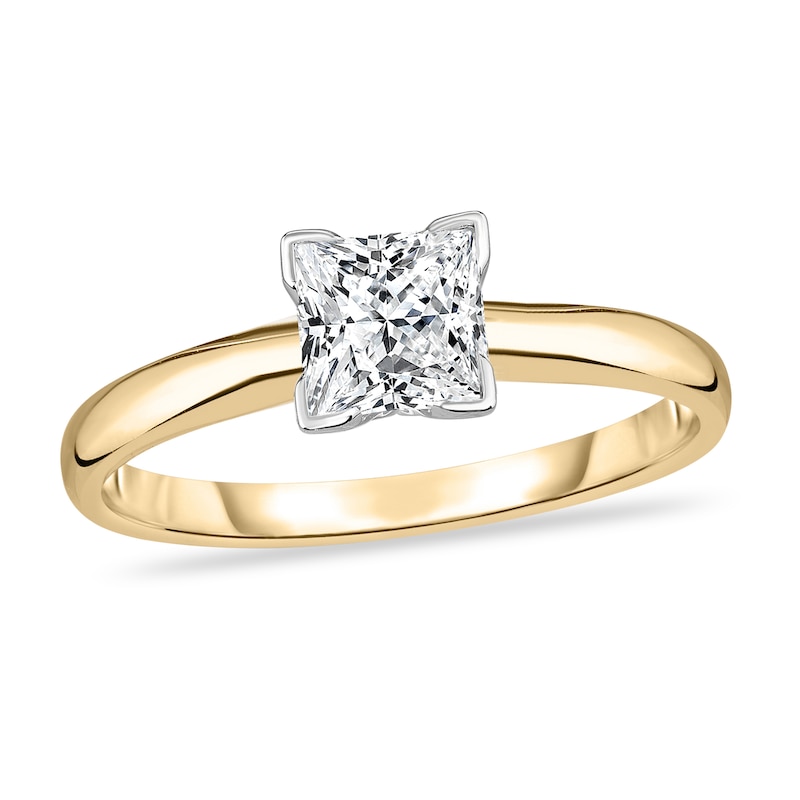 Main Image 1 of Diamond Solitaire Ring 1/2 ct tw Princess 14K Yellow Gold (I1/I)