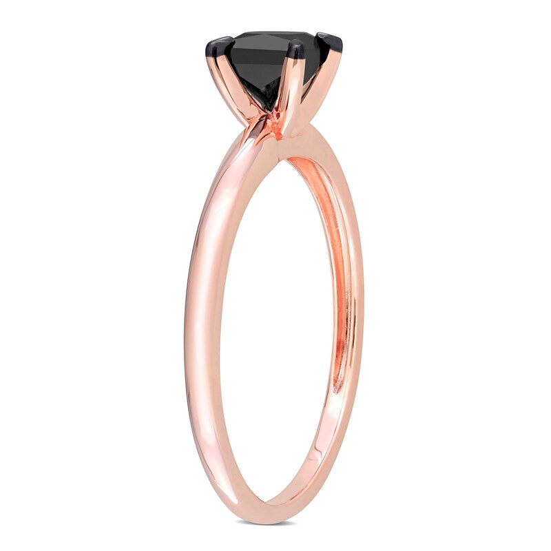 Black Diamond Solitaire Engagement Ring 3/4 ct tw Princess-cut 14K Rose Gold