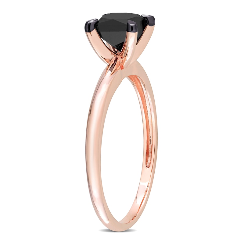 Main Image 2 of Black Diamond Solitaire Engagement Ring 1 ct tw Princess-cut 14K Rose Gold