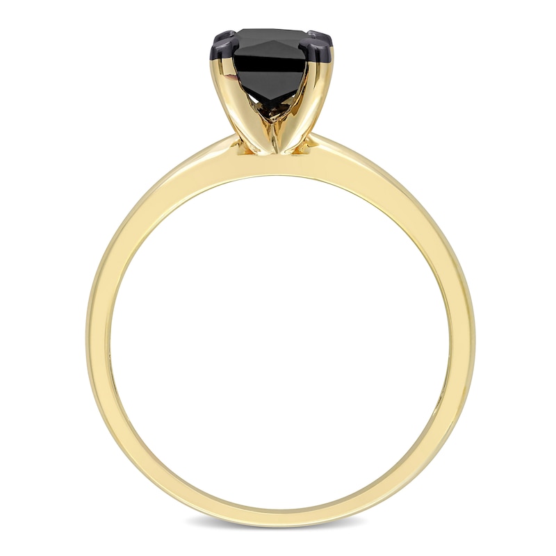 Main Image 3 of Black Diamond Solitaire Engagement Ring 1 ct tw Princess-cut 14K Yellow Gold