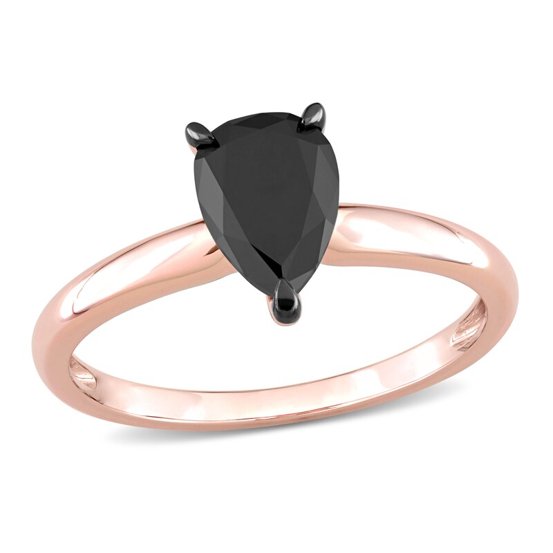 Black Diamond Solitaire Engagement Ring 1 ct tw Pear-shaped 14K Rose Gold