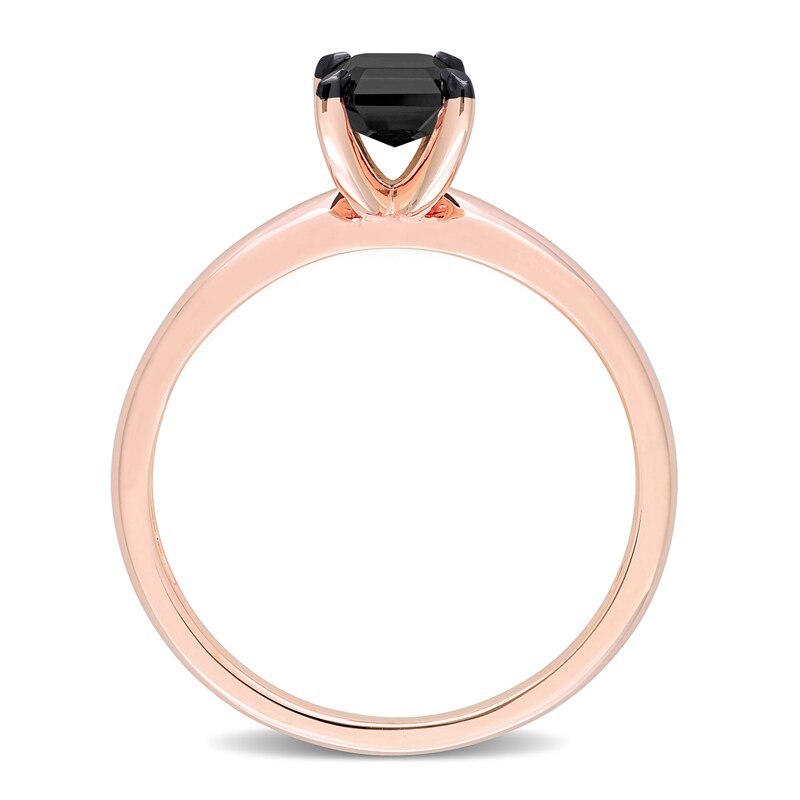 Main Image 3 of Black Diamond Solitaire Engagement Ring 1 ct tw Emerald-cut 14K Rose Gold