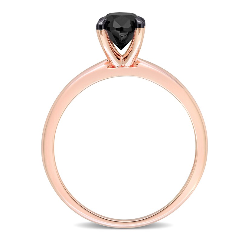 Black Diamond Solitaire Engagement Ring 1 ct tw Oval-cut 14K Rose Gold