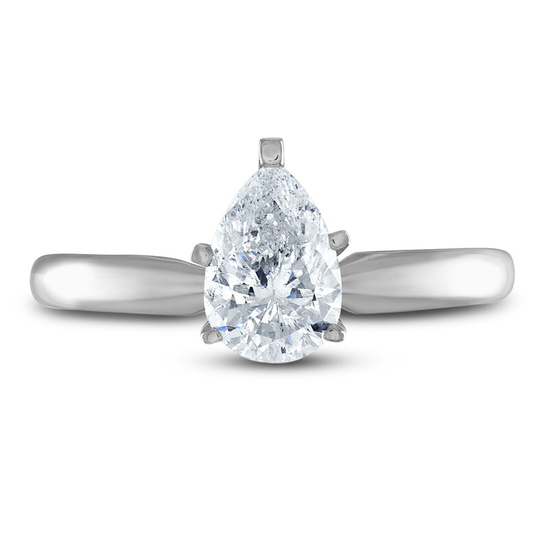 Main Image 3 of Diamond Solitaire Ring 1 ct tw Pear-shaped 14K White Gold (I2/I)