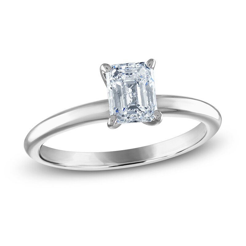Main Image 1 of Diamond Solitaire Ring 1 ct tw Emerald 14K White Gold (I2/I)
