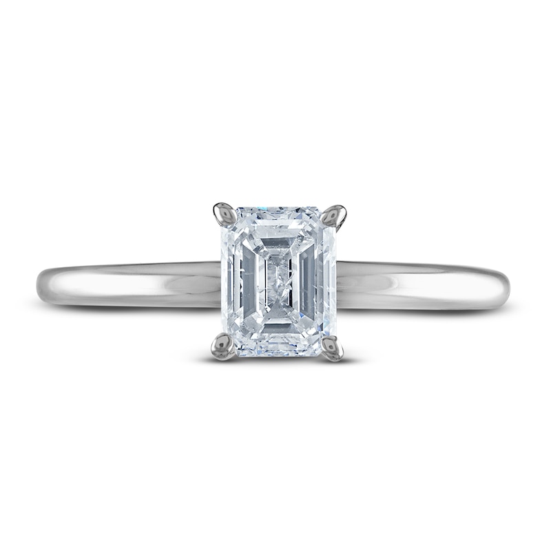 Main Image 3 of Diamond Solitaire Ring 1 ct tw Emerald 14K White Gold (I2/I)