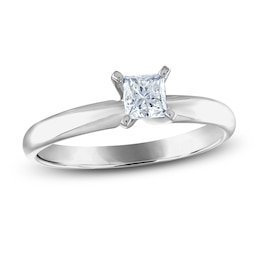 Diamond Solitaire Ring 1/2 ct tw Princess 14K White Gold (I2/I)