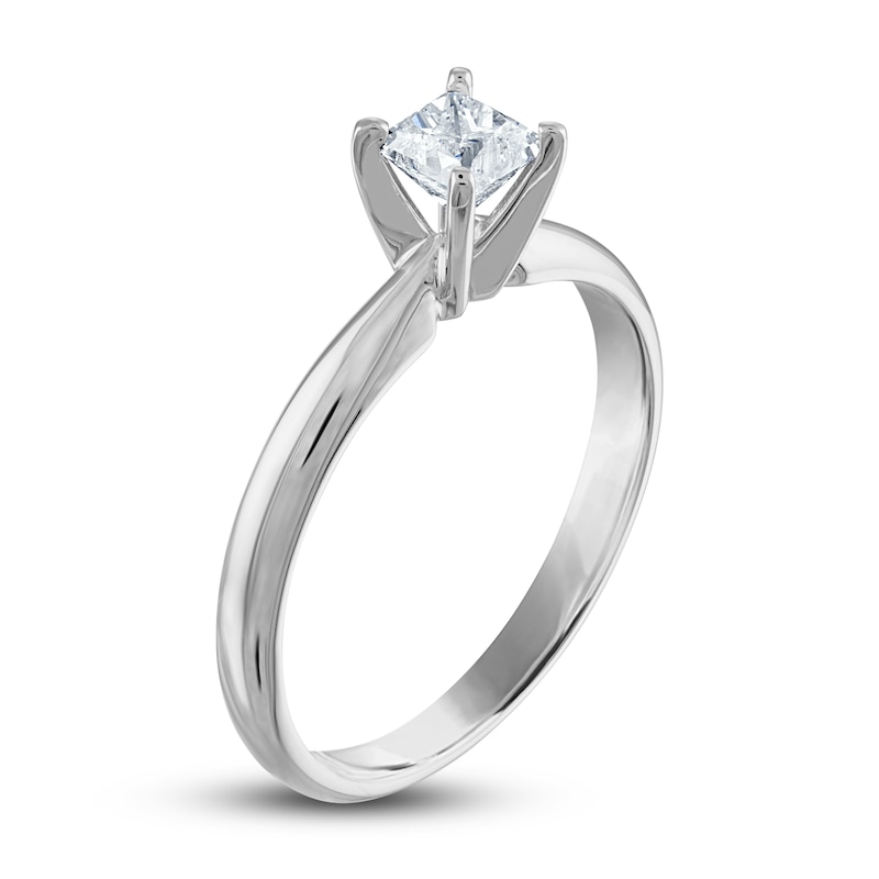 Main Image 2 of Diamond Solitaire Ring 1/2 ct tw Princess 14K White Gold (I2/I)