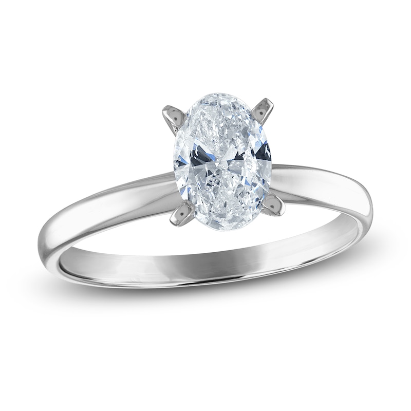 Main Image 1 of Diamond Solitaire Ring 1 ct tw Oval 14K White Gold (I2/I)