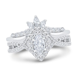 Diamond Bridal Set 1 ct tw Marquise/Round 14K White Gold