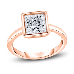 Diamond Solitaire Engagement Ring 2 ct tw Bezel-Set Princess 14K Rose Gold (I2/I)