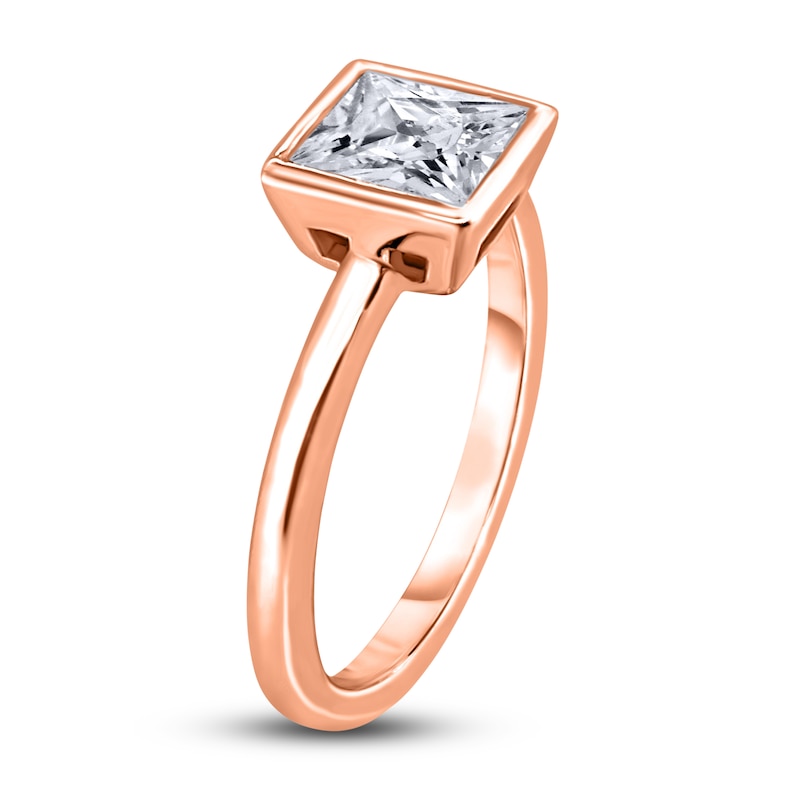 Main Image 2 of Diamond Solitaire Engagement Ring 2 ct tw Bezel-Set Princess 14K Rose Gold (I2/I)