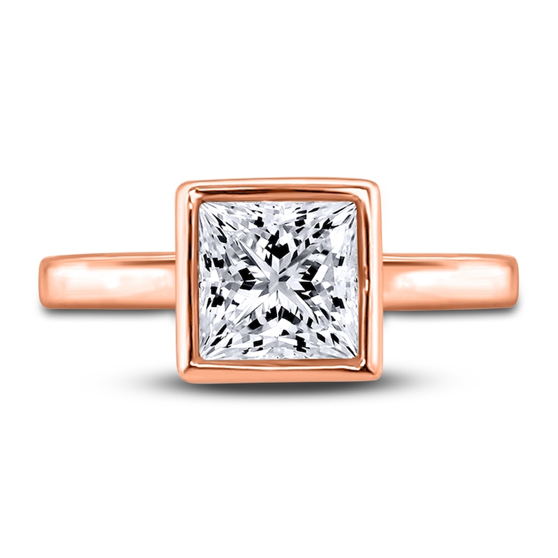 Main Image 3 of Diamond Solitaire Engagement Ring 2 ct tw Bezel-Set Princess 14K Rose Gold (I2/I)