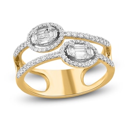 Diamond Ring 1/2 ct tw Round/Baguette 14K Yellow Gold