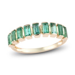 Natural Emerald Anniversary Ring 14K Yellow Gold