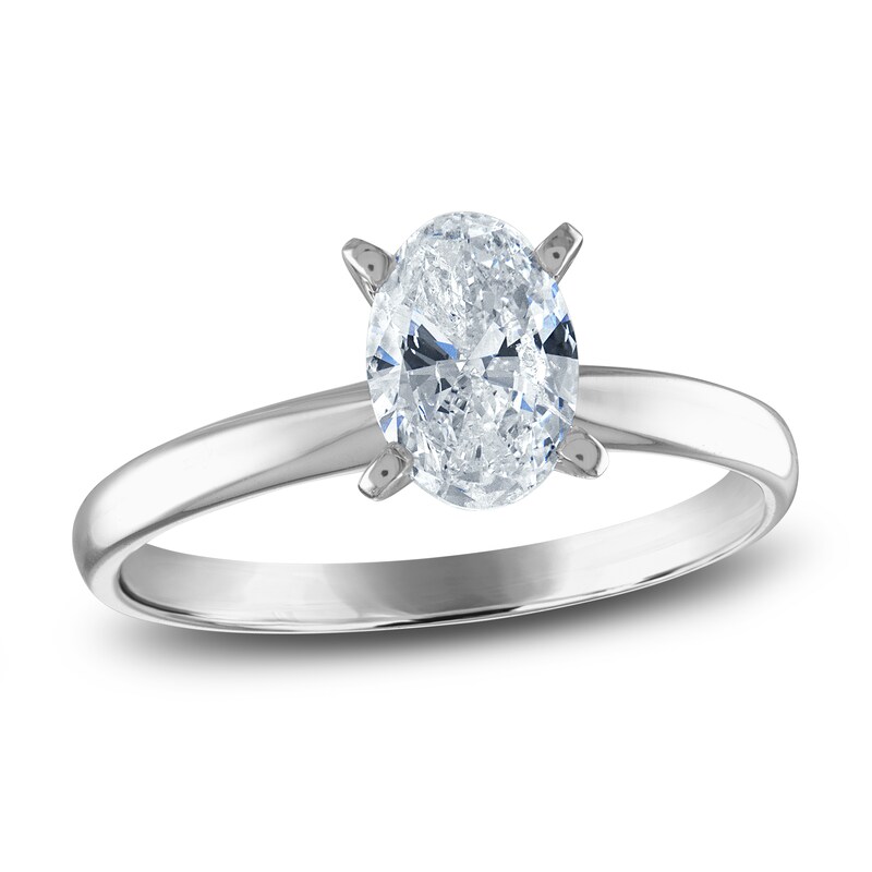 Main Image 1 of Diamond Solitaire Ring 3/4 ct tw Oval 14K White Gold (I2/I)
