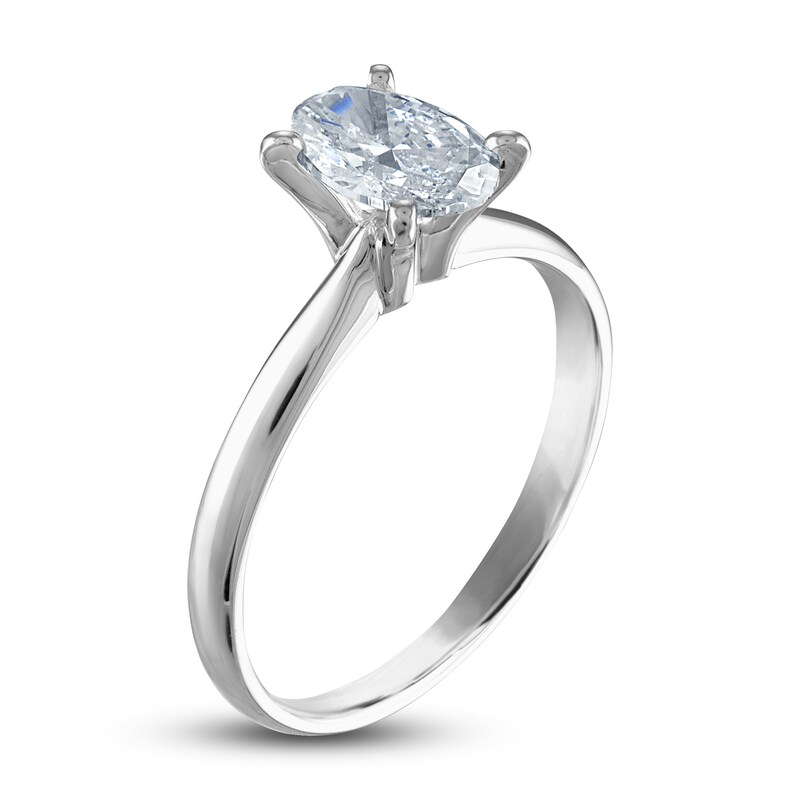 Main Image 2 of Diamond Solitaire Ring 3/4 ct tw Oval 14K White Gold (I2/I)