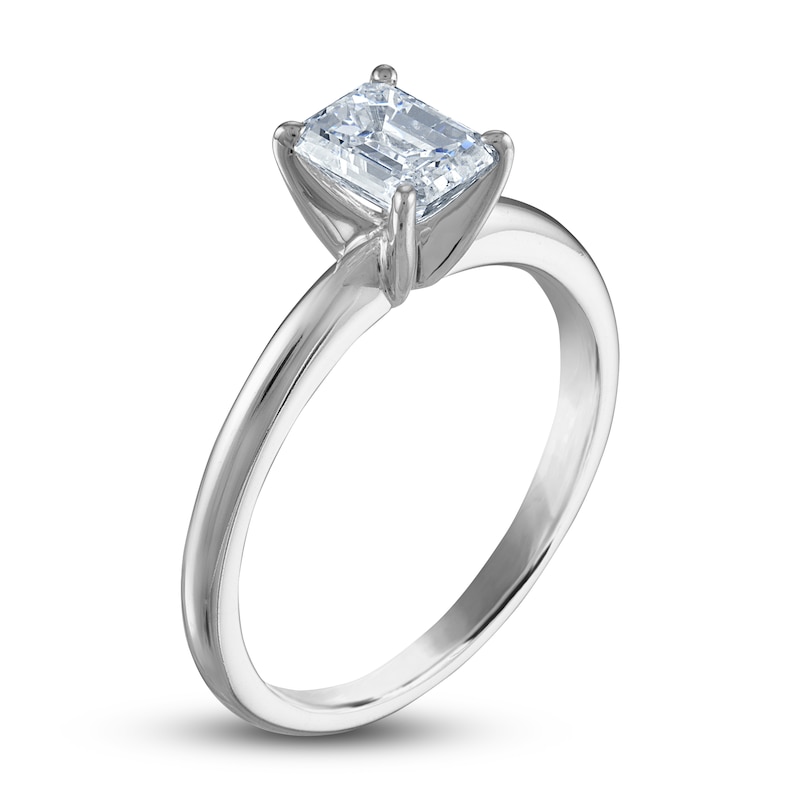 Main Image 2 of Diamond Solitaire Ring 3/4 ct tw Emerald 14K White Gold (I2/I)